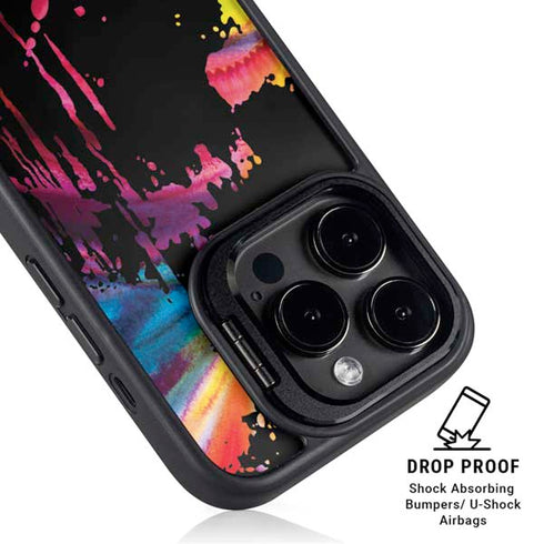 Chromatic Splatter Black iPhone 16 Pro Kickstand Case